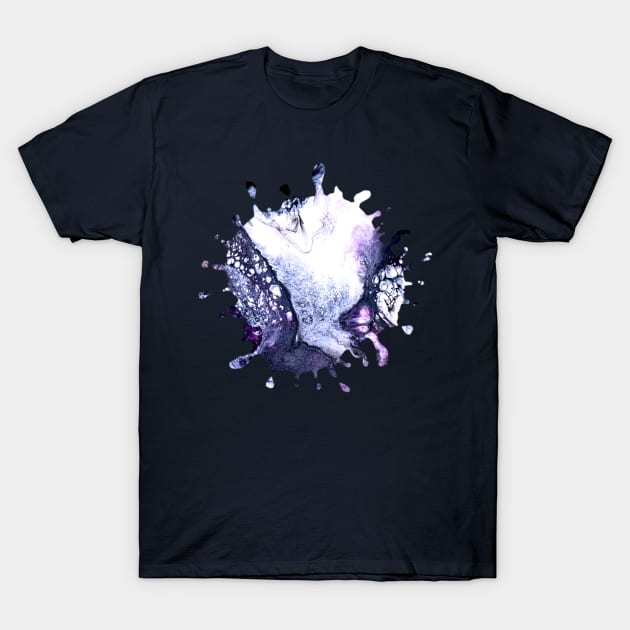 Icy Blue/Purple Acrylic Pour Paint Splash T-Shirt by Designs_by_KC